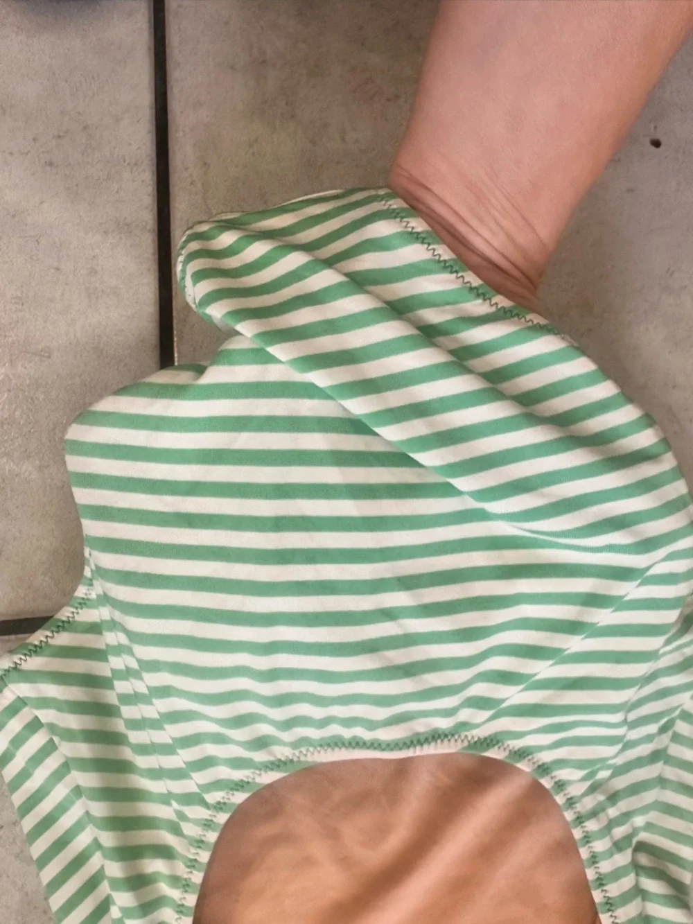 J. Crew Mint Green and White Striped One-Piece Swimsuit